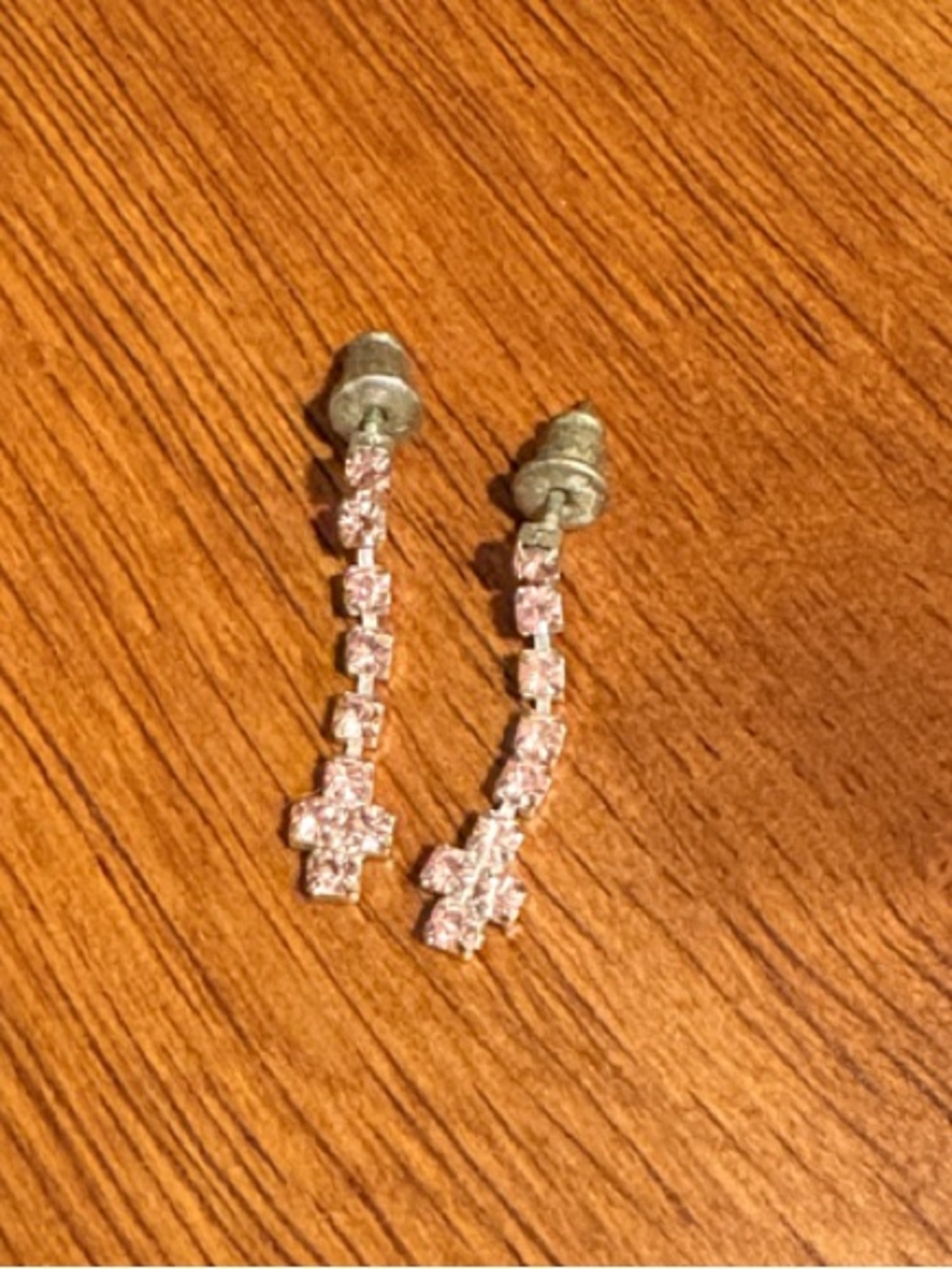 Pink Rhinestone Drop Earrings - Picture 2 of 4